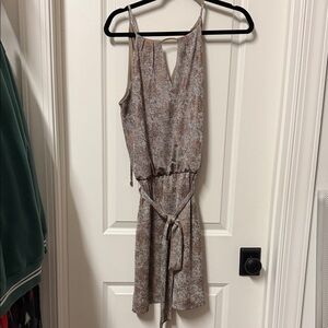 White House Black Market Beige Patterned Mini Dress